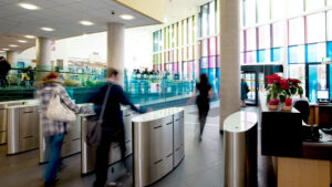 Students walking into Bracknell and Wokingham College