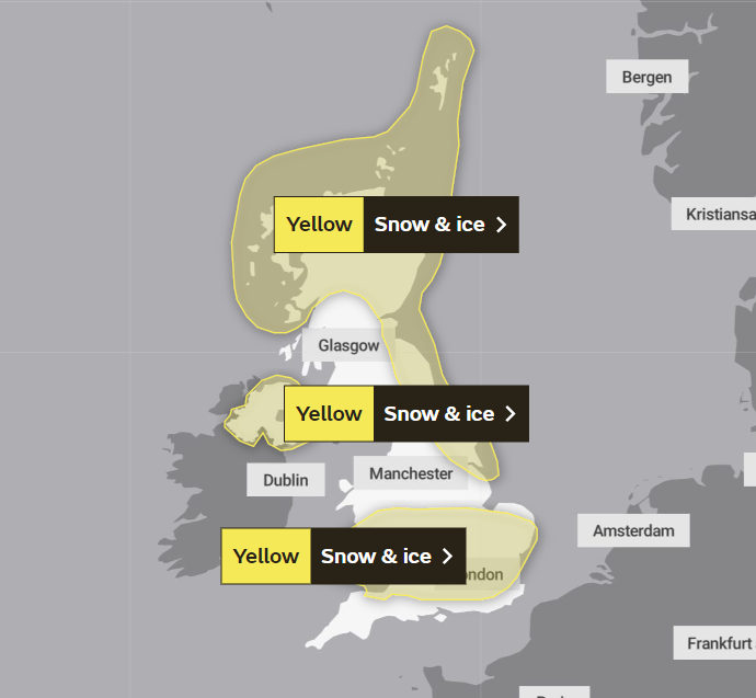 Yellow warning for snow and ice on 7 and 8 March 2023
