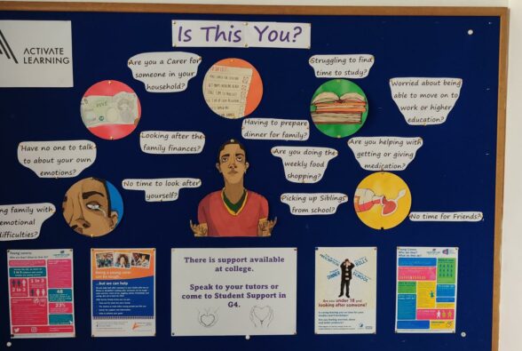 A photo of a young carers display which was used as evidence for the award. 